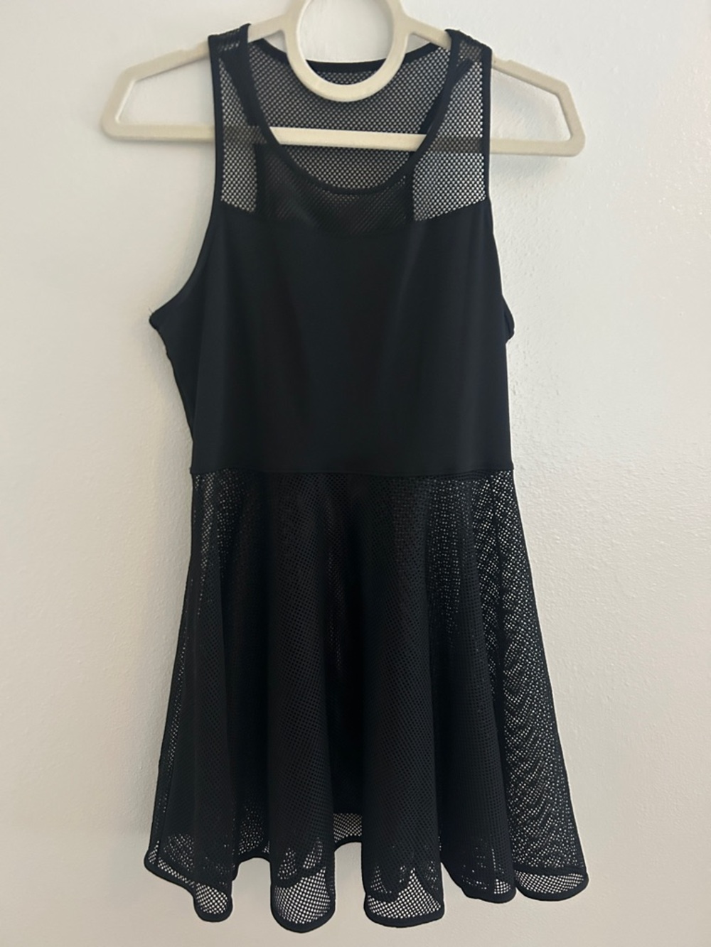 SHEIN Black Mesh Skater Golf Tennis Mini Dress